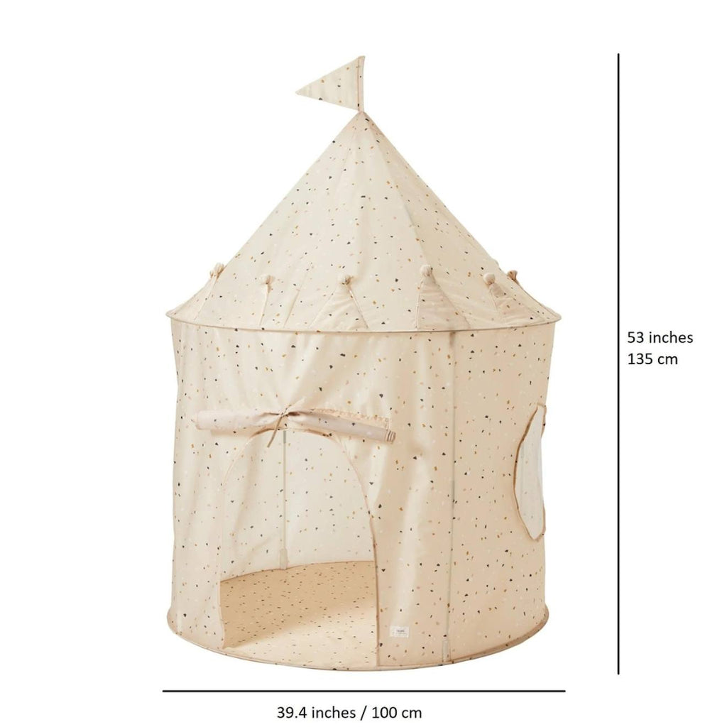 Tente en tissu recyclé terrazzo argile beige, blanc, noir