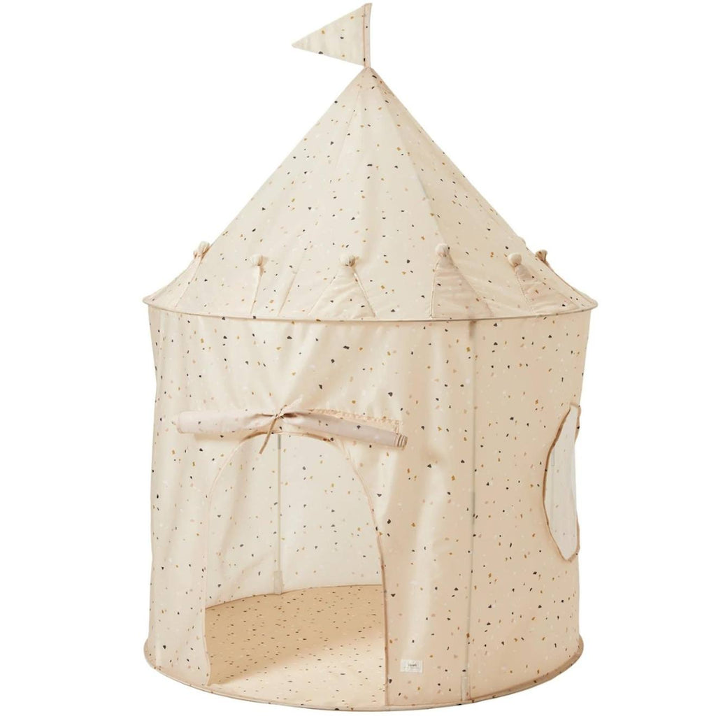 Tente en tissu recyclé terrazzo argile beige, blanc, noir