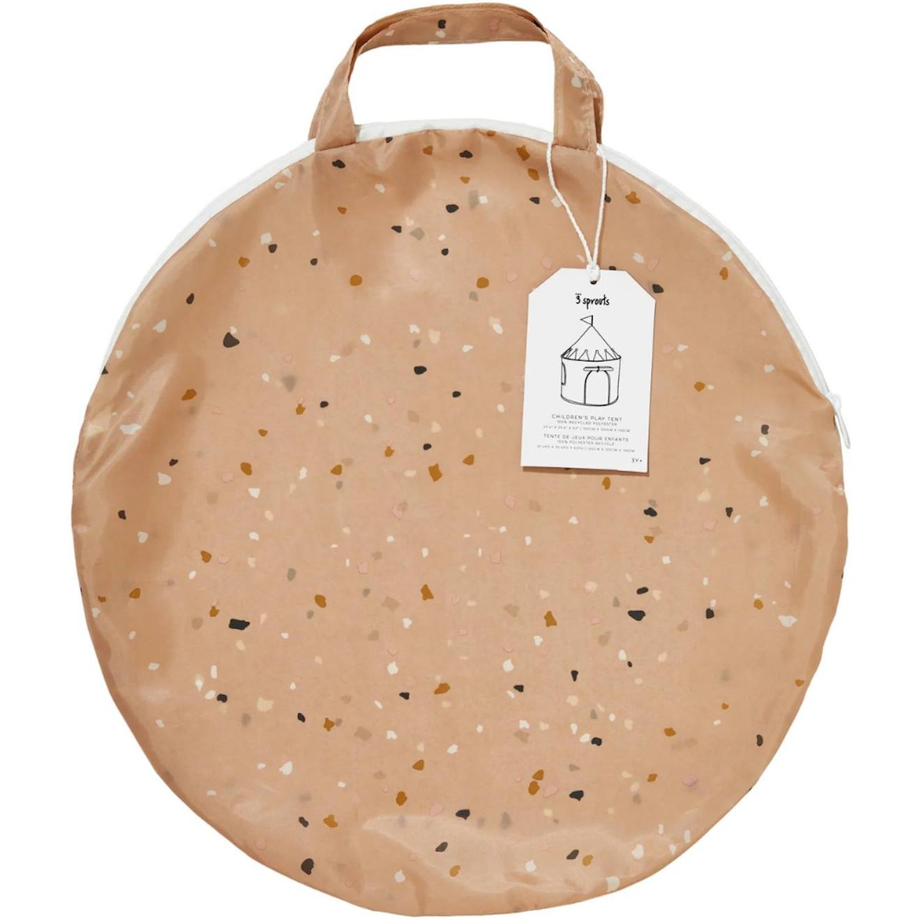 Tente en tissu recyclé terrazzo argile rose, blanc, noir