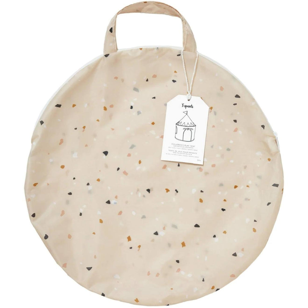 Tente en tissu recyclé terrazzo argile beige, blanc, noir