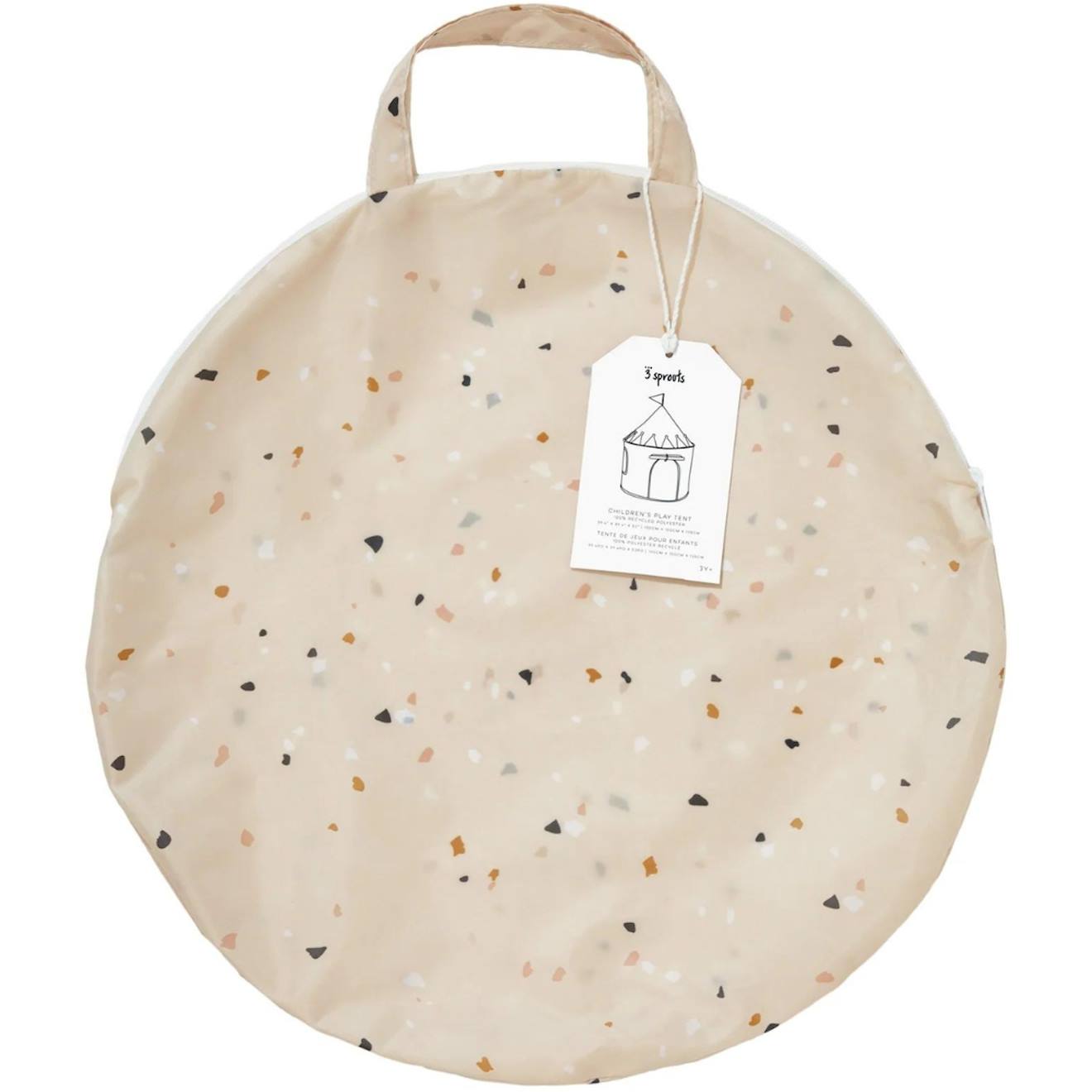 Tente en tissu recyclé terrazzo argile beige, blanc, noir