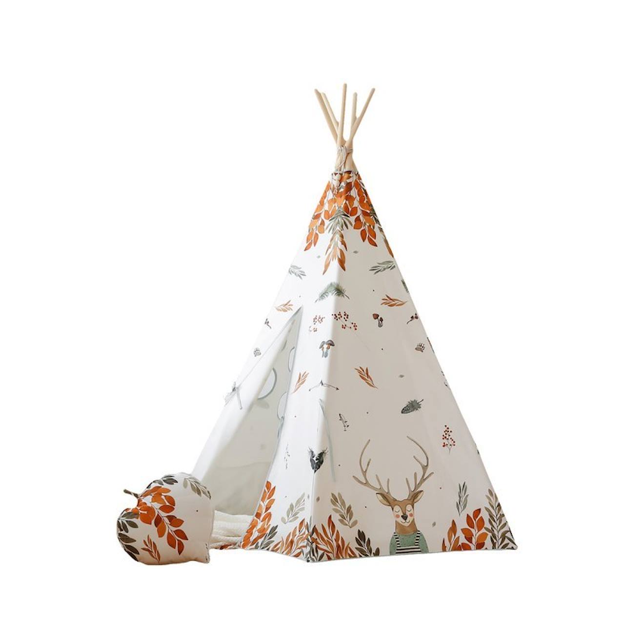 Tente tipi amis de la forêt en coton beige