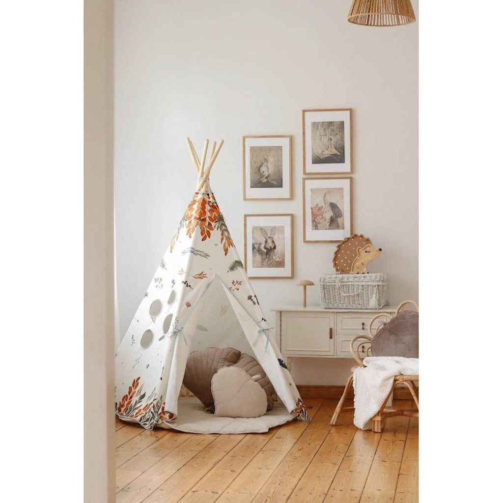Tente tipi amis de la forêt en coton beige