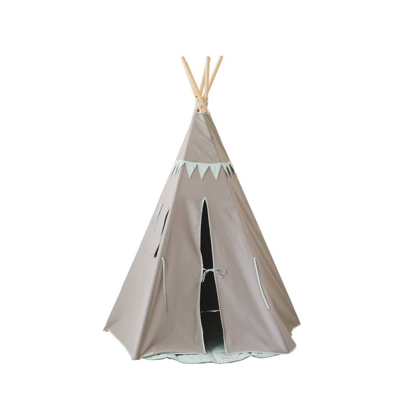Tente tipi avec guirlande menthe en coton vert