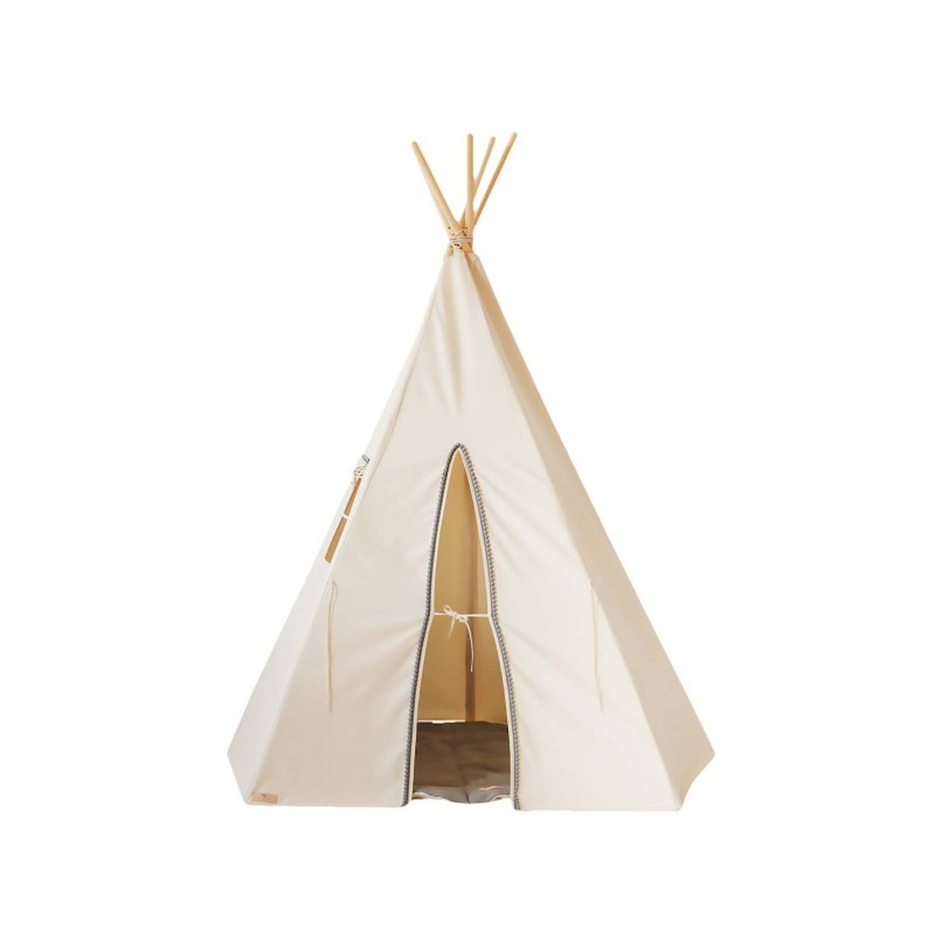 Tente tipi avec pompoms en coton beige