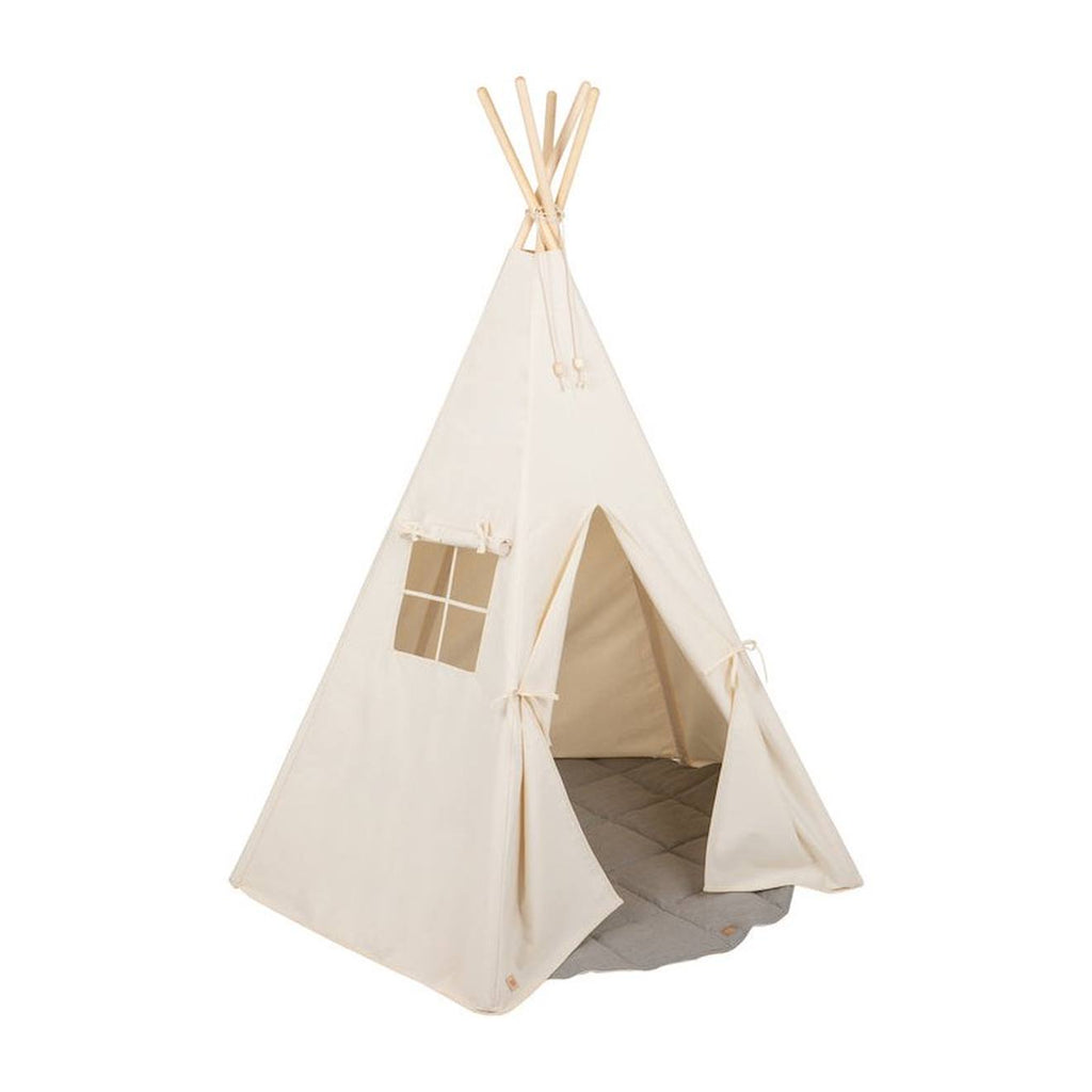Tente tipi avec tapis en coton beige