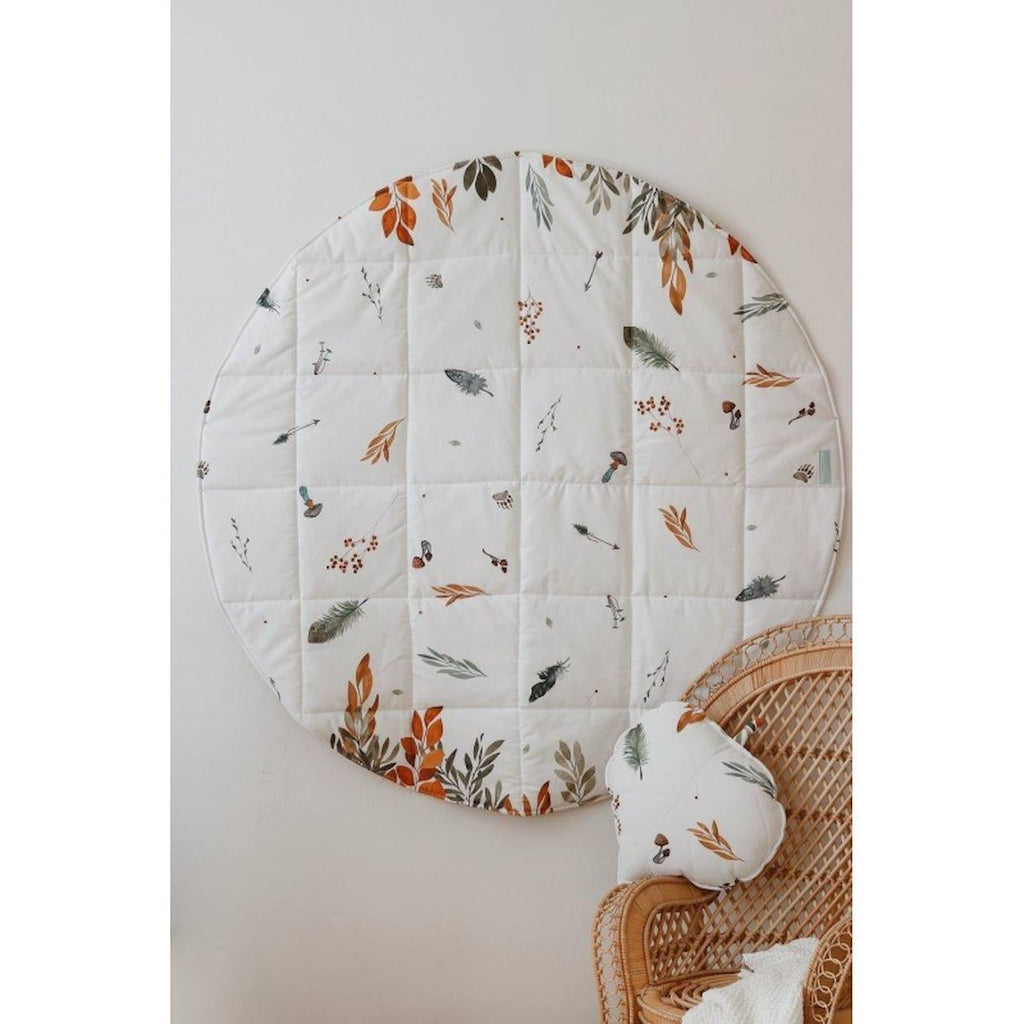 Tente tipi avec tapis forest friends en coton blanc