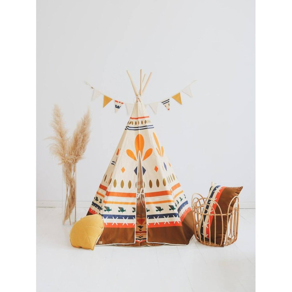 Tente tipi avec tapis native vibe en coton beige