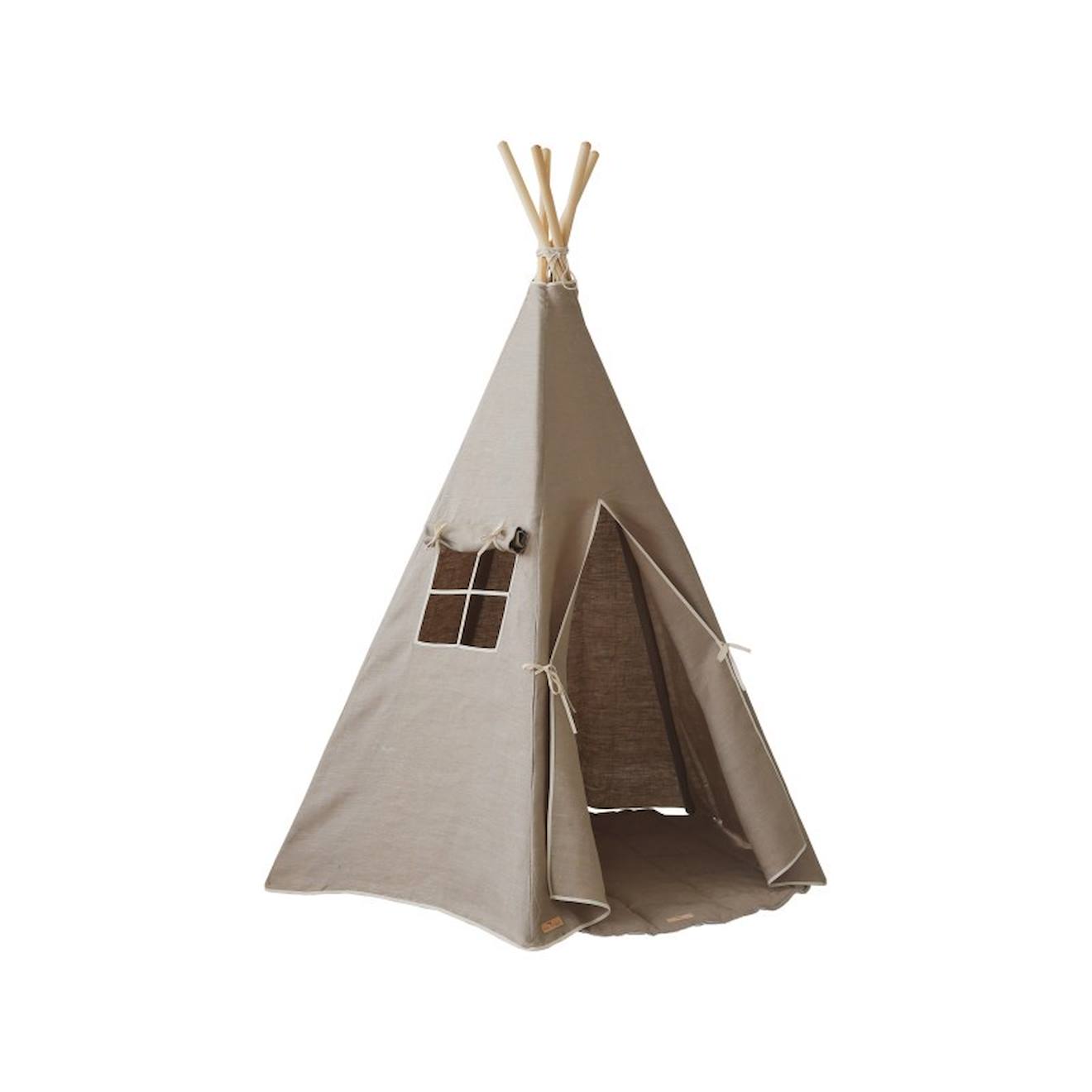 Tente tipi avec tapis natural linen en lin beige