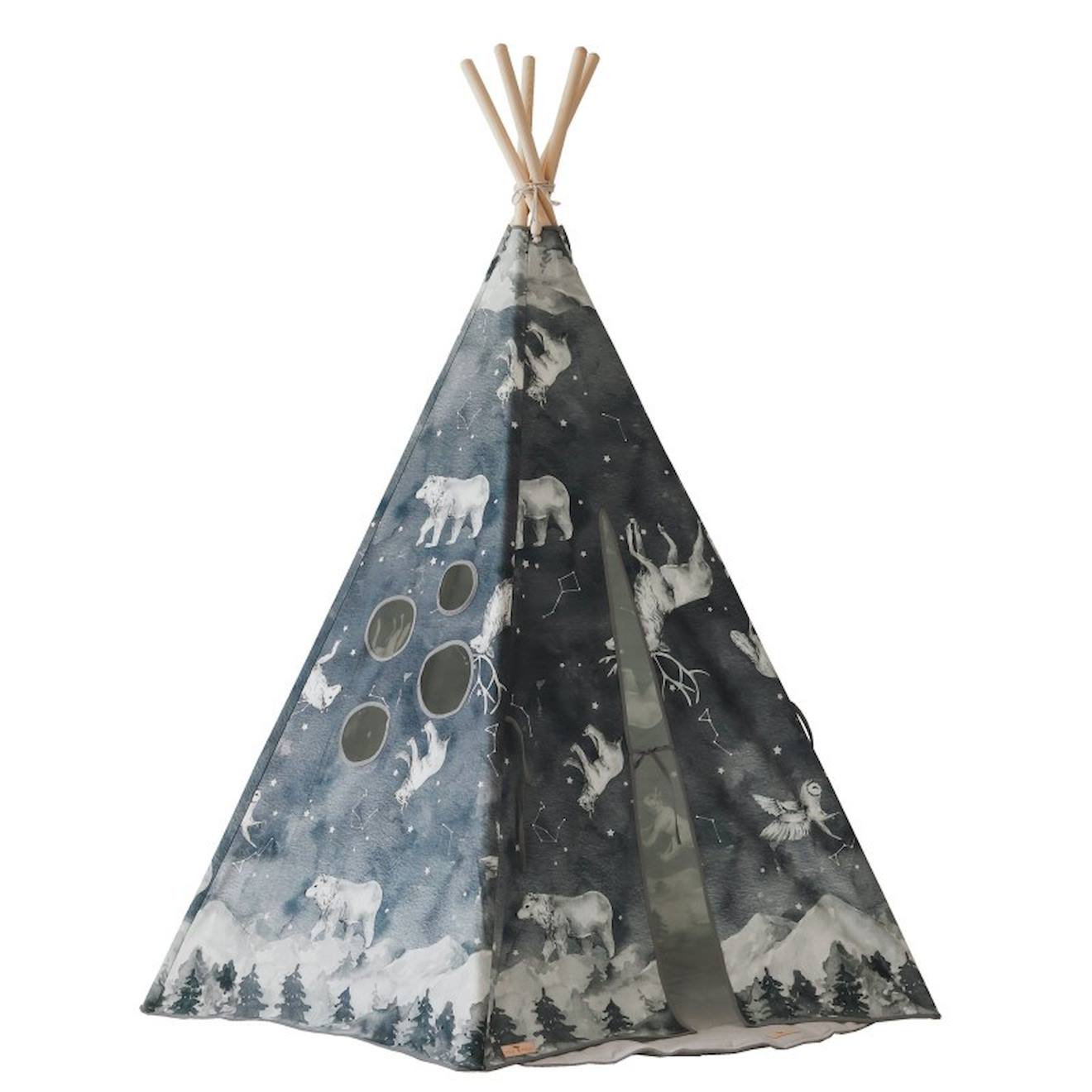 Tente tipi avec tapis night sky en coton bleu