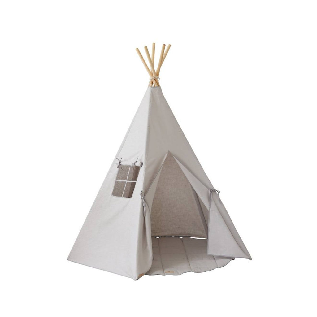 Tente tipi avec tapis pigeon en lin gris