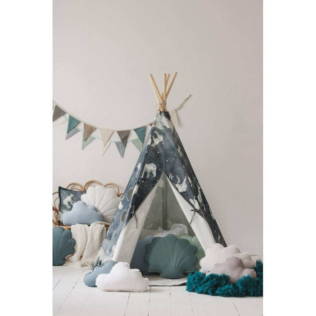 Tente tipi ciel étoilé en coton bleu