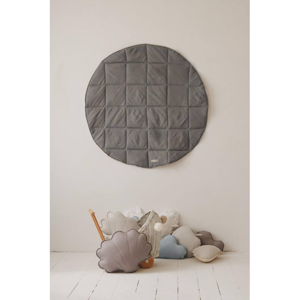 Tente tipi pompoms avec tapis en coton beige