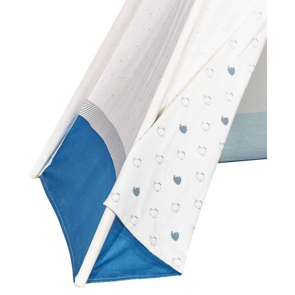 Tipi en toile en coton - blue baleine blanc