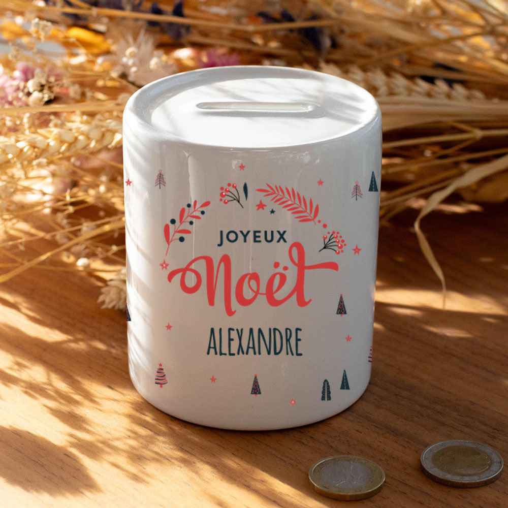 Tirelire en Céramique Joyeux Noël à Personnaliser - Tirelire Personnalisée