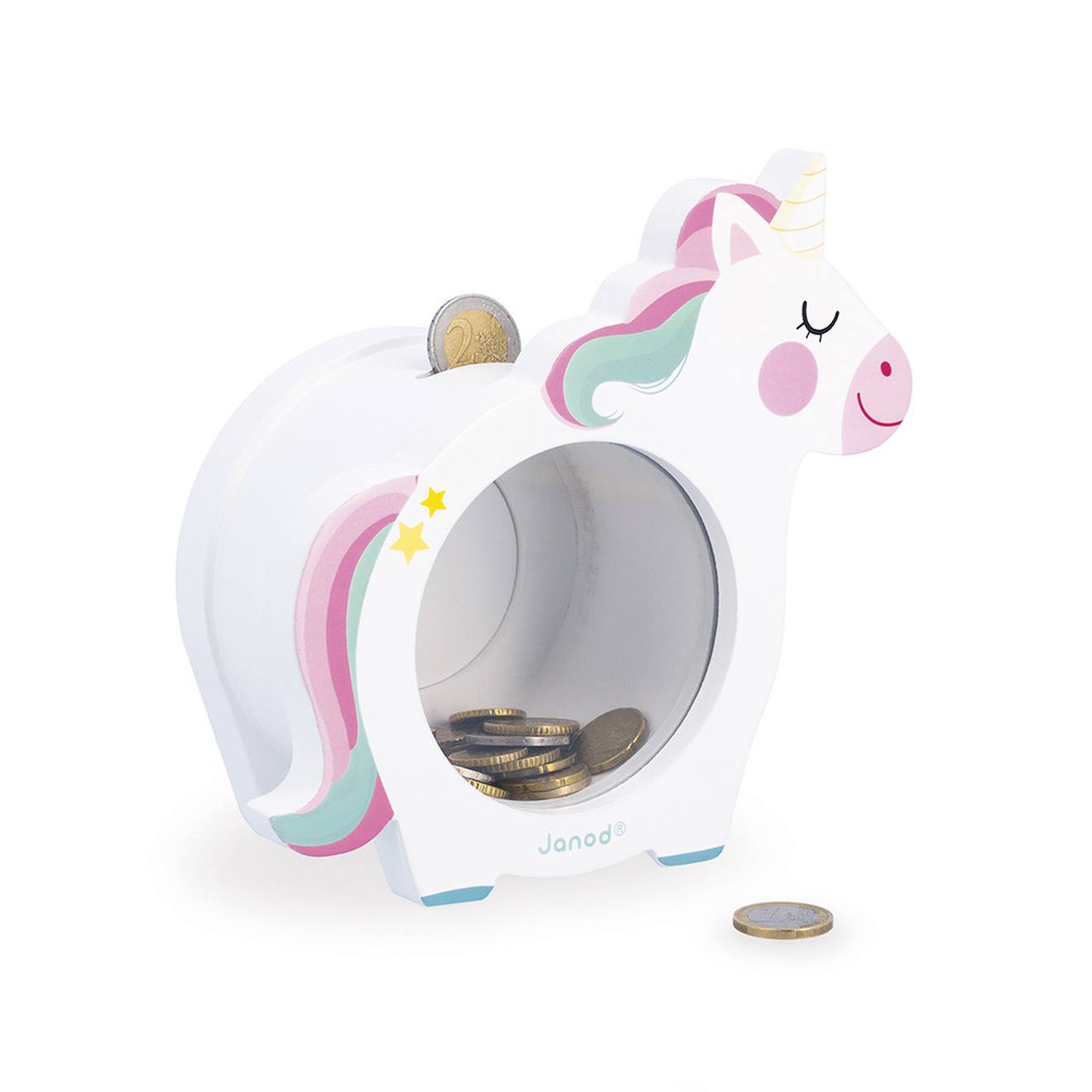 Tirelire licorne en bois FSC multicolore