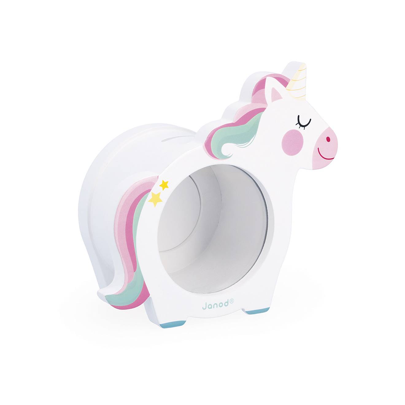 Tirelire licorne en bois FSC multicolore