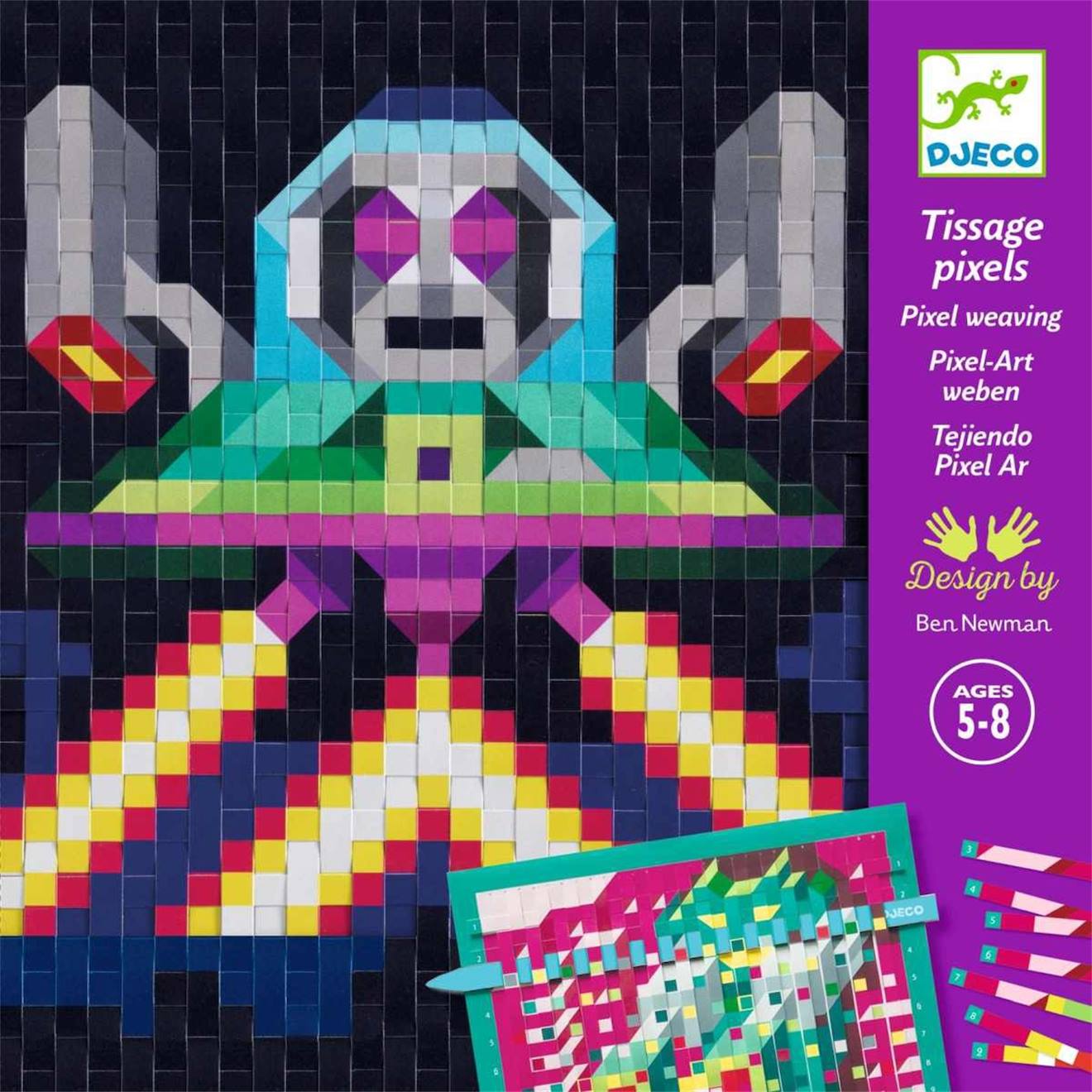 Tissage pixels invaders multicolore