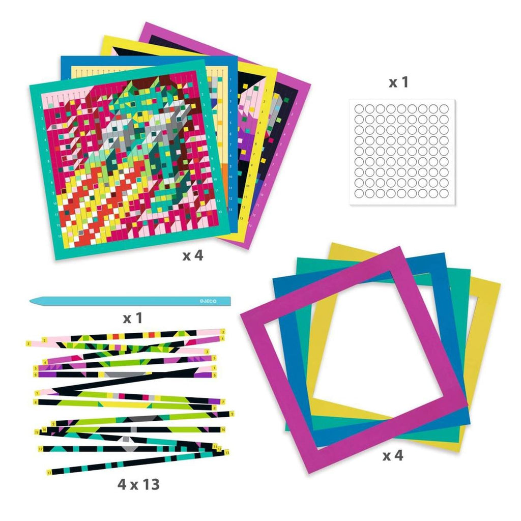 Tissage pixels invaders multicolore