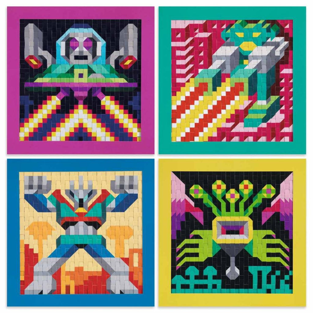 Tissage pixels invaders multicolore