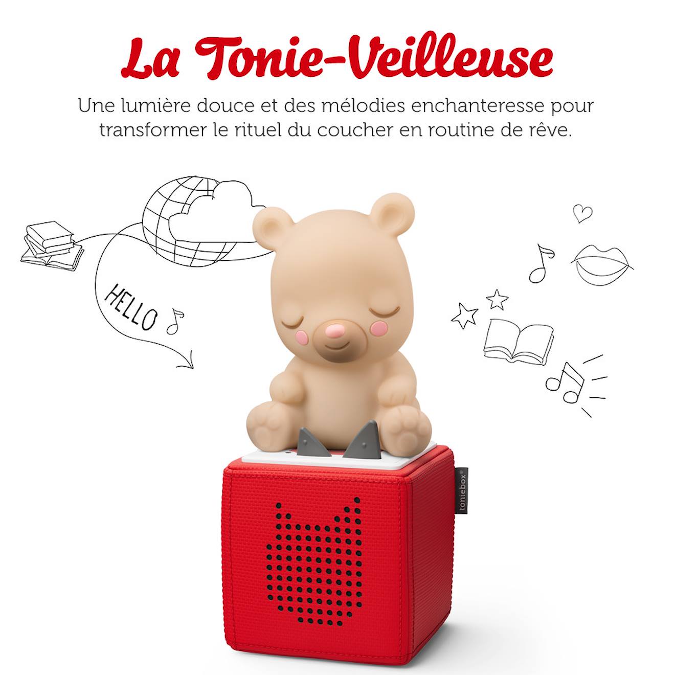 Tonie-veilleuse - doudou nounours avec berceuses apaisantes pour conteuse Toniebox multicolore