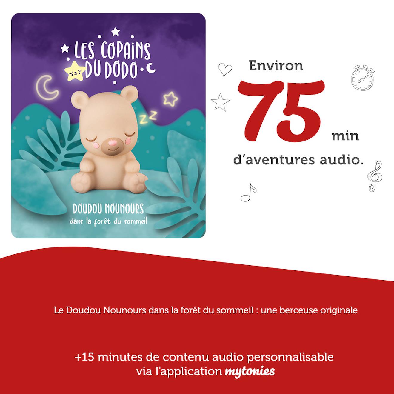 Tonie-veilleuse - doudou nounours avec berceuses apaisantes pour conteuse Toniebox multicolore
