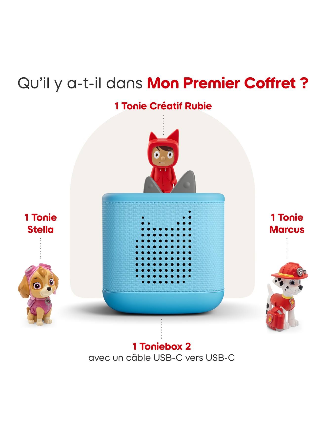 Tonies Toniebox 2 pack boîte à histoire pour enfant 1 à 9 ans, robuste & facile à utiliser, La Pat' Patrouille, 2 figurines, bleu ciel multicolore