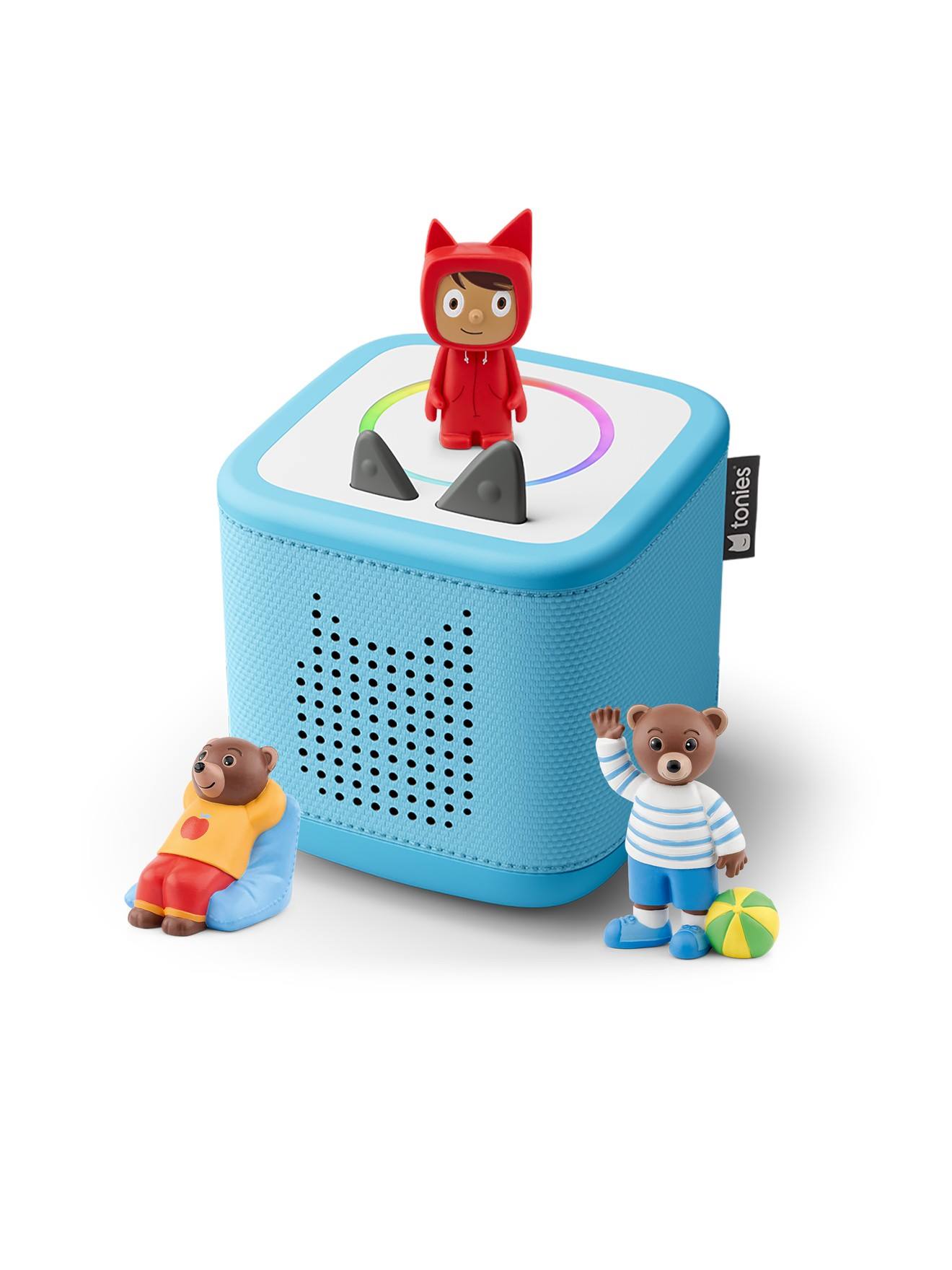 Tonies Toniebox 2 pack boîte à histoire pour enfant 1 à 9 ans, robuste & facile à utiliser, petit ours brun, bleu multicolore