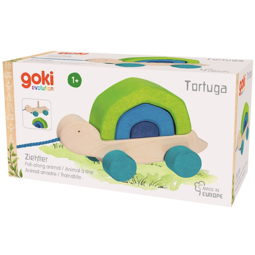 Tortuga tortue en bois à tirer vert