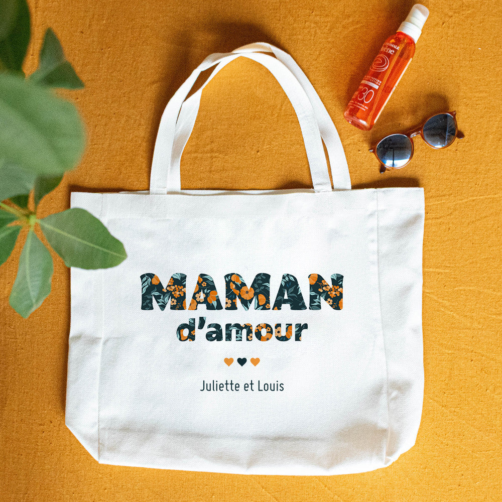Tote bag Cabas Maman d'Amour à Personnaliser - Tote Bag Personnalisé