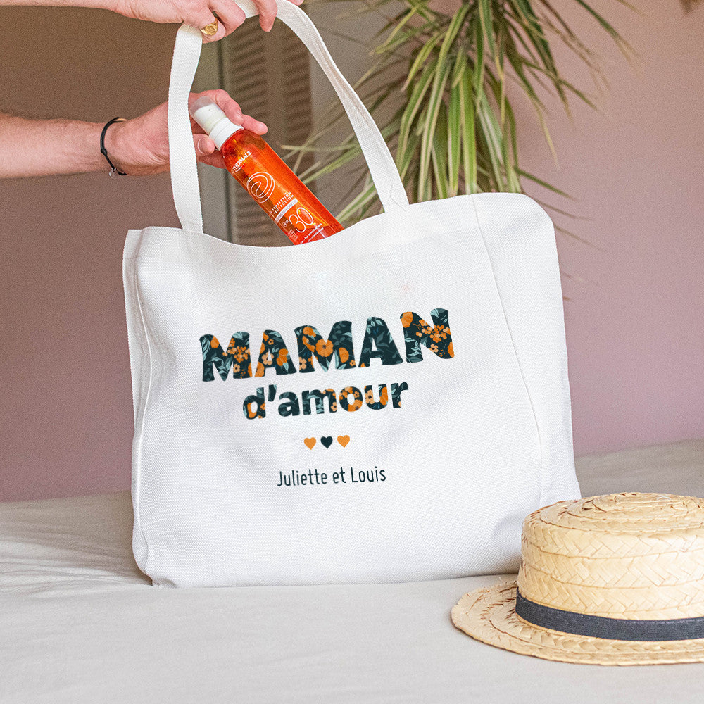 Tote bag Cabas Maman d'Amour à Personnaliser - Tote Bag Personnalisé