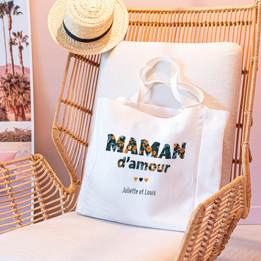 Tote bag Cabas Maman d'Amour à Personnaliser - Tote Bag Personnalisé