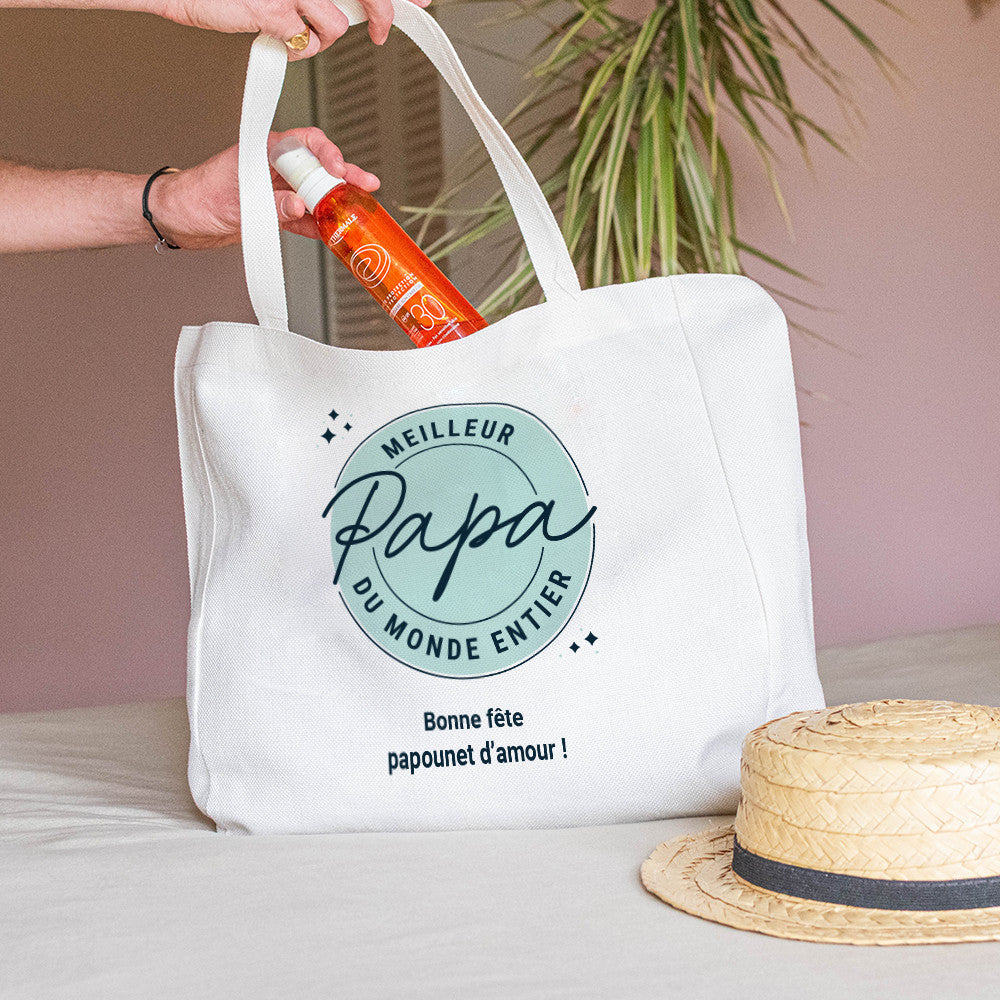 Tote bag Cabas Meilleur Papa à Personnaliser - Tote Bag Personnalisé