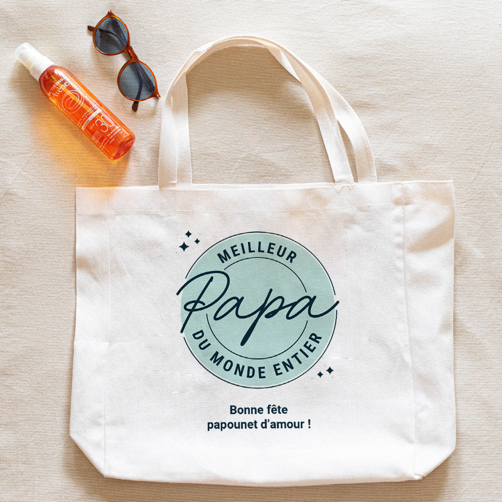 Tote bag Cabas Meilleur Papa à Personnaliser - Tote Bag Personnalisé