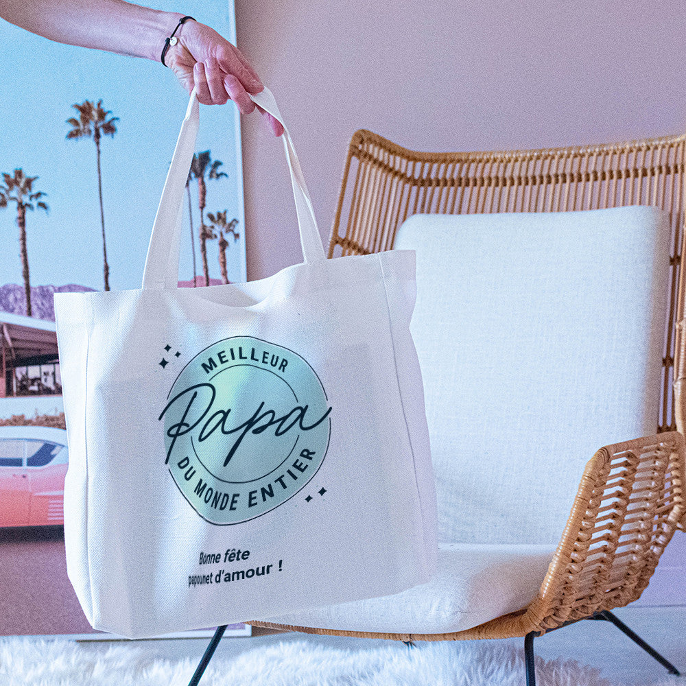 Tote bag Cabas Meilleur Papa à Personnaliser - Tote Bag Personnalisé