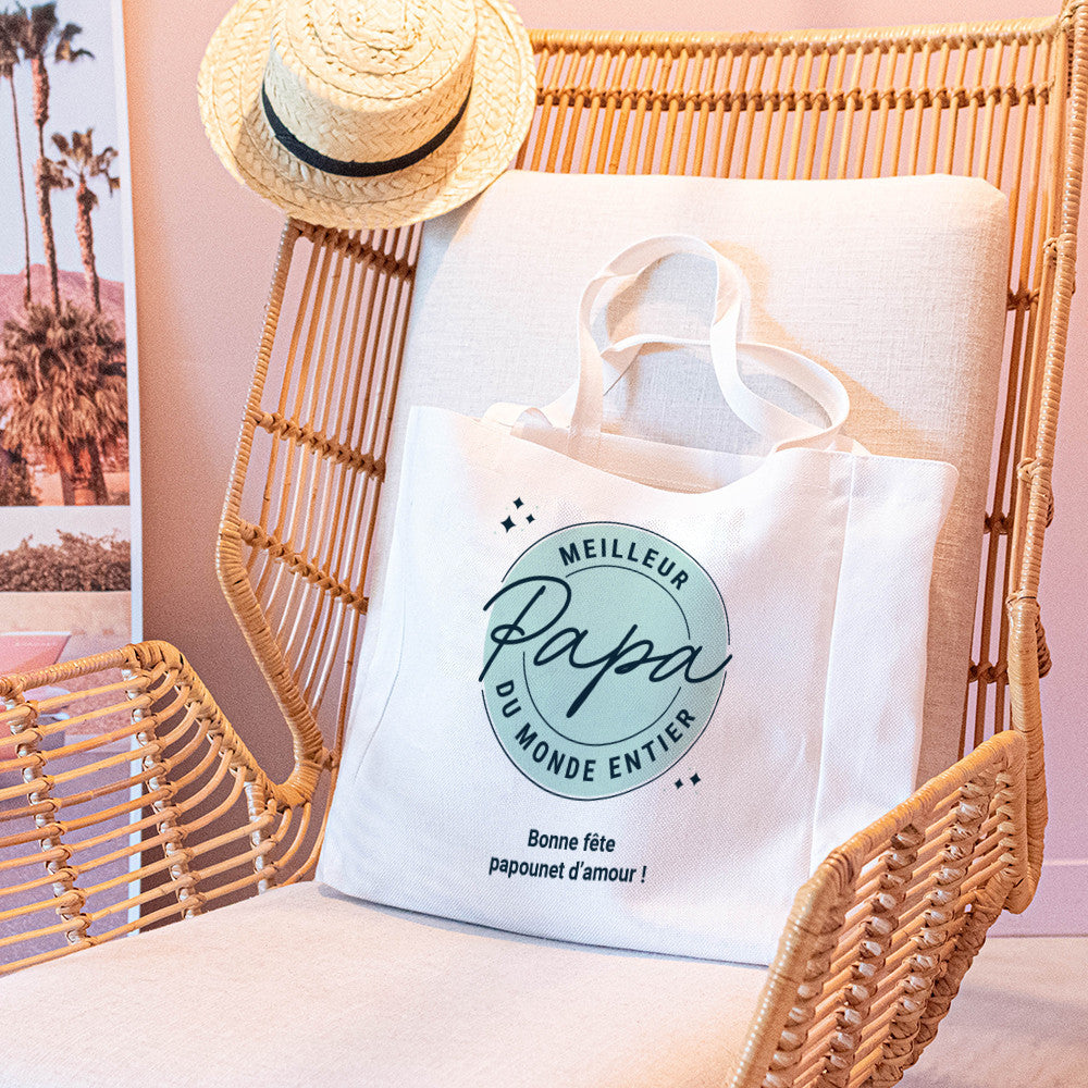 Tote bag Cabas Meilleur Papa à Personnaliser - Tote Bag Personnalisé