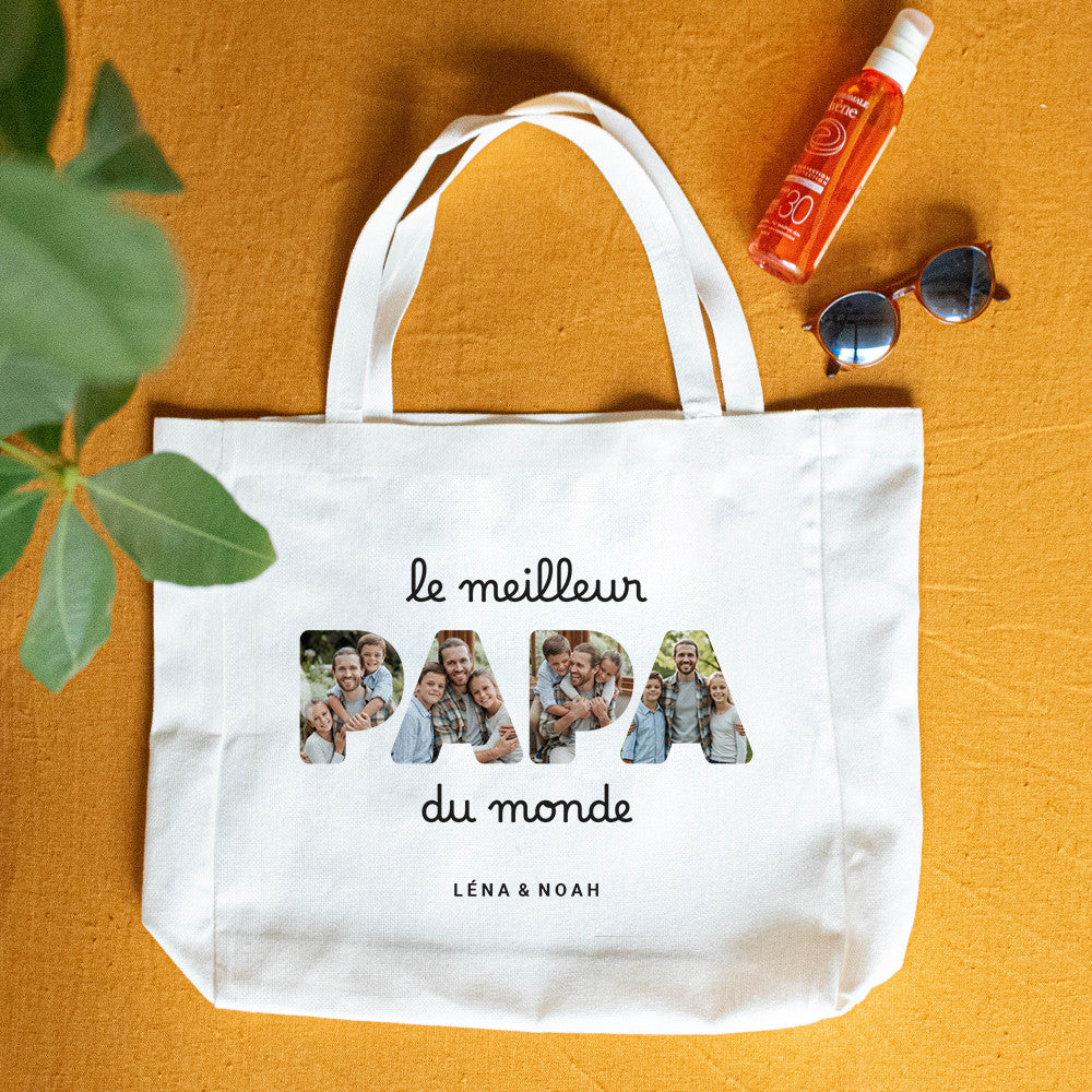 Tote Bag Photos Papa à Personnaliser - Tote Bag Personnalisé