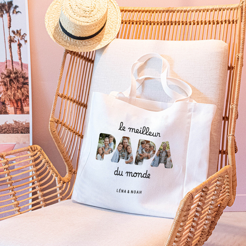 Tote Bag Photos Papa à Personnaliser - Tote Bag Personnalisé