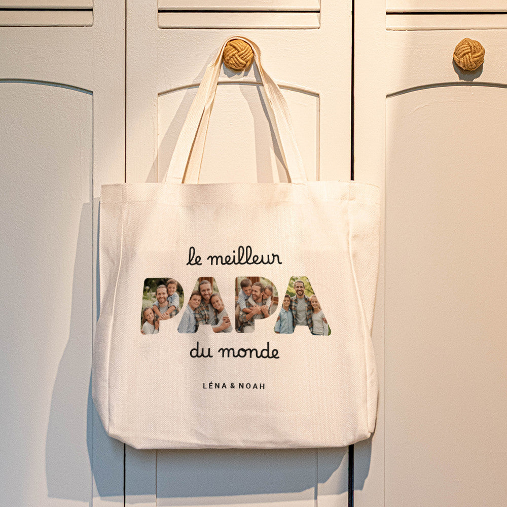 Tote Bag Photos Papa à Personnaliser - Tote Bag Personnalisé