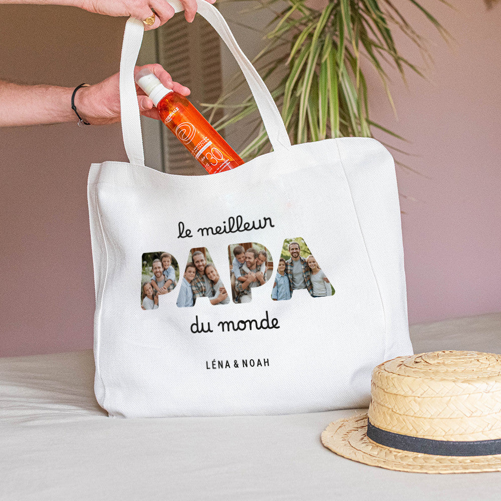 Tote Bag Photos Papa à Personnaliser - Tote Bag Personnalisé