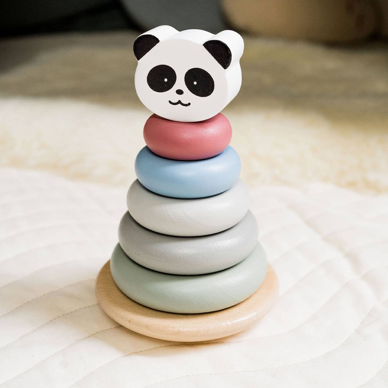 Tour à empiler panda en bois