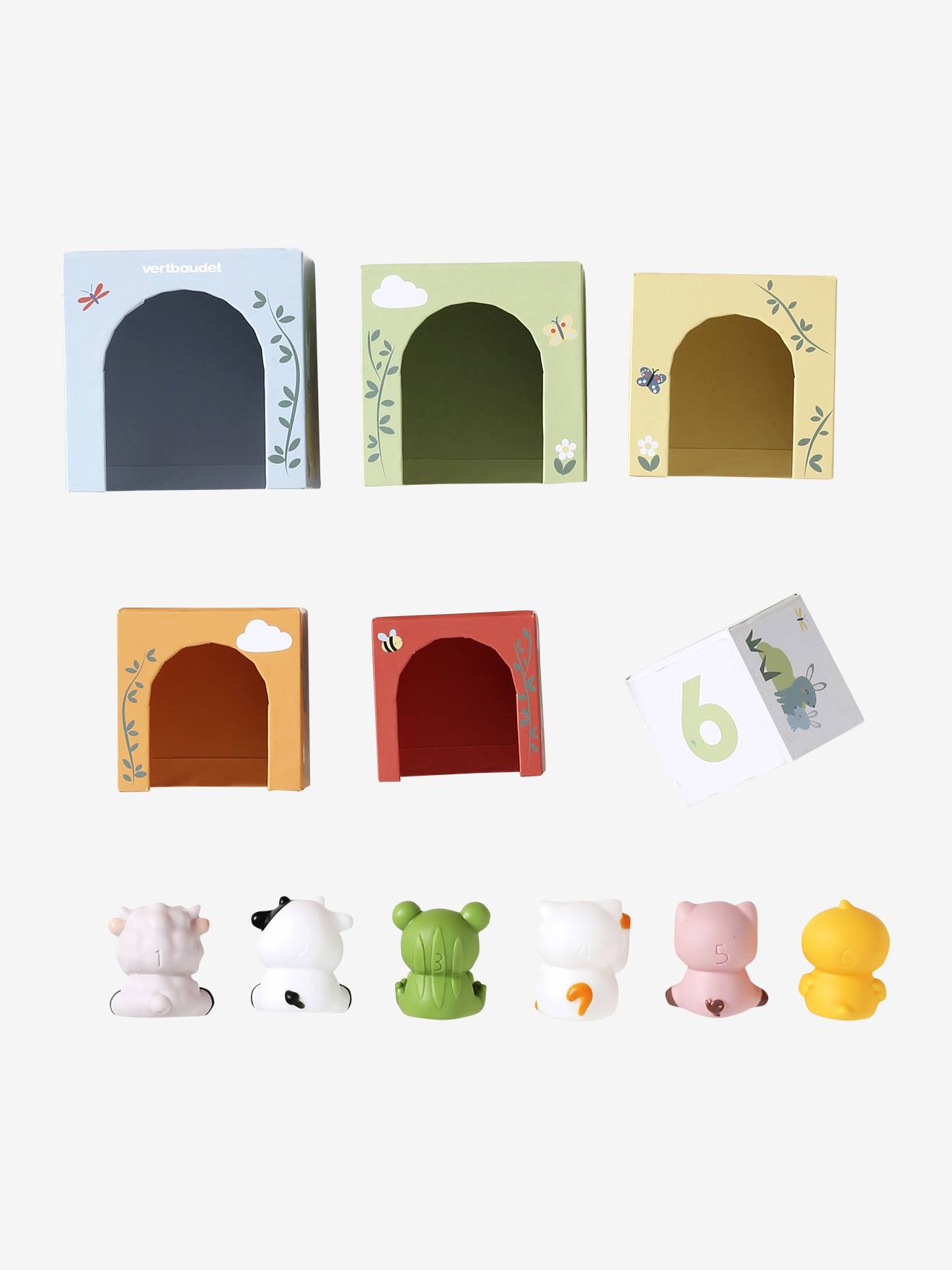 Tour de cubes avec marionnettes à doigts vert