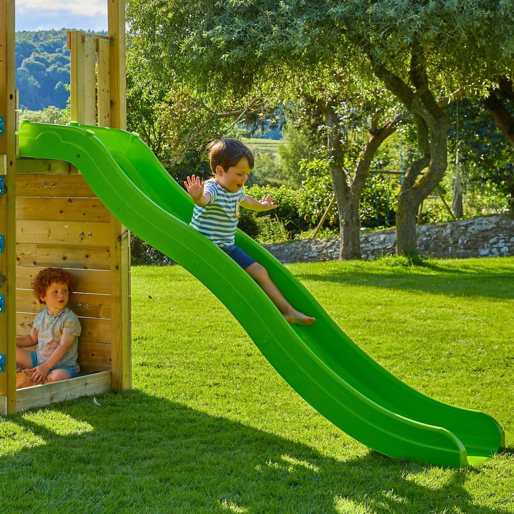 Tour de jeux toboggan skywood bois h270cm marron - vert