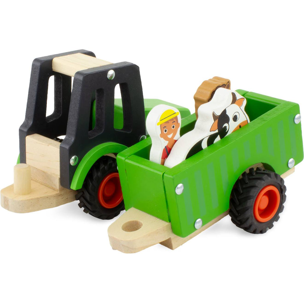 Tracteur et remorque vert