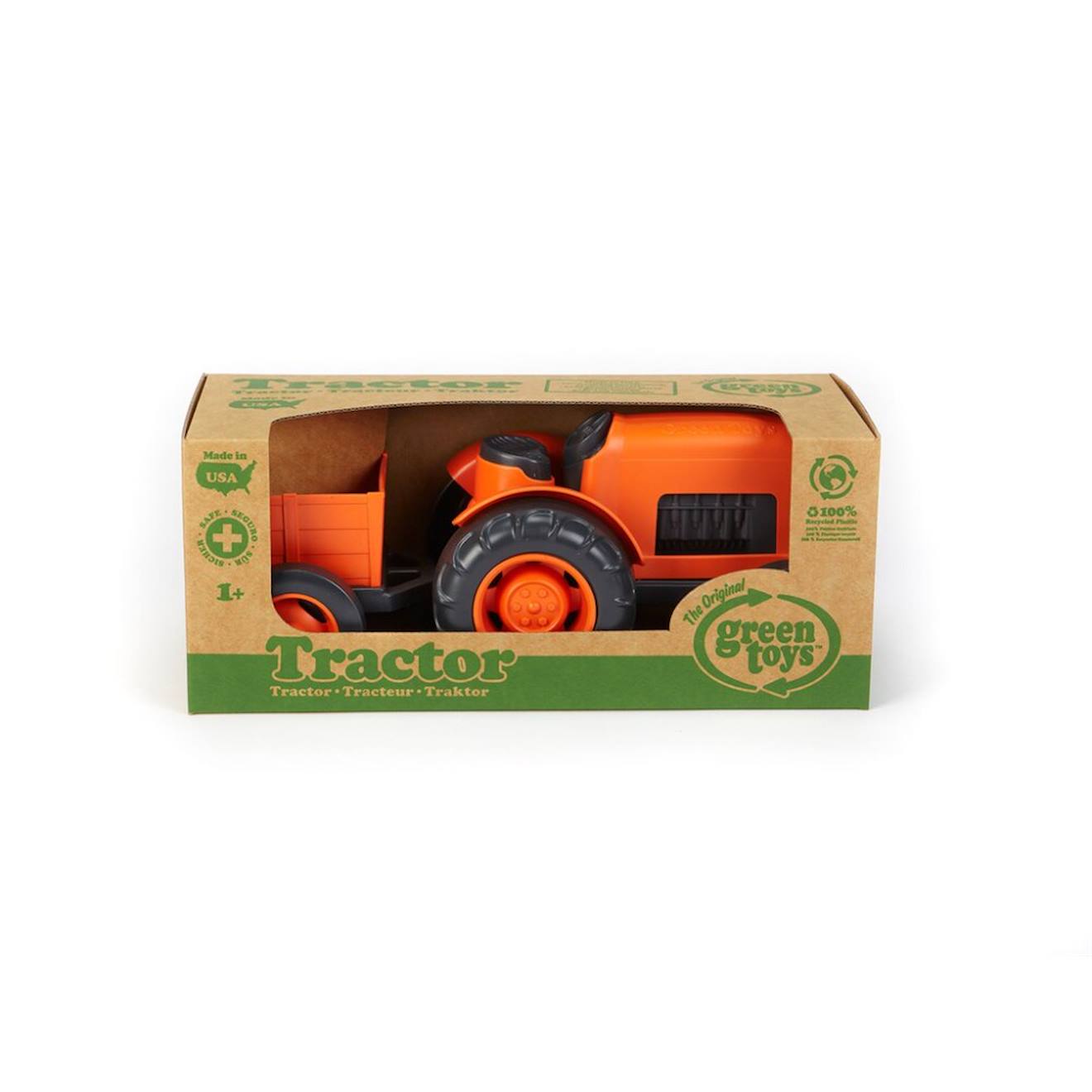 Tracteur orange, noir