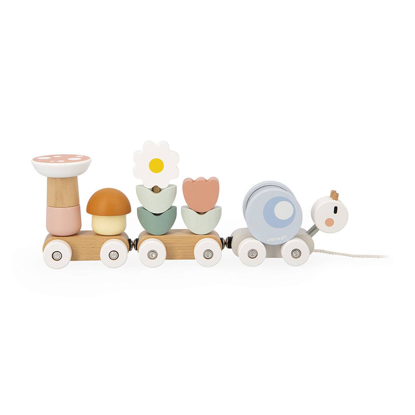 Train à tirer escargot en bois FSC multicolore