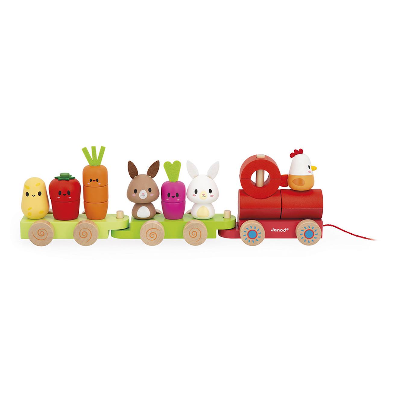 Train de la ferme à tirer en bois FSC multicolore