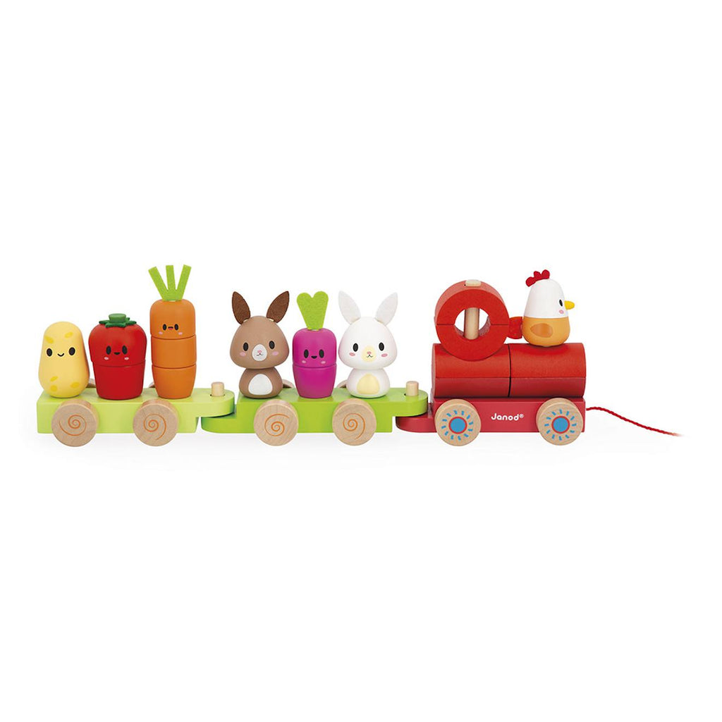 Train de la ferme à tirer en bois FSC multicolore