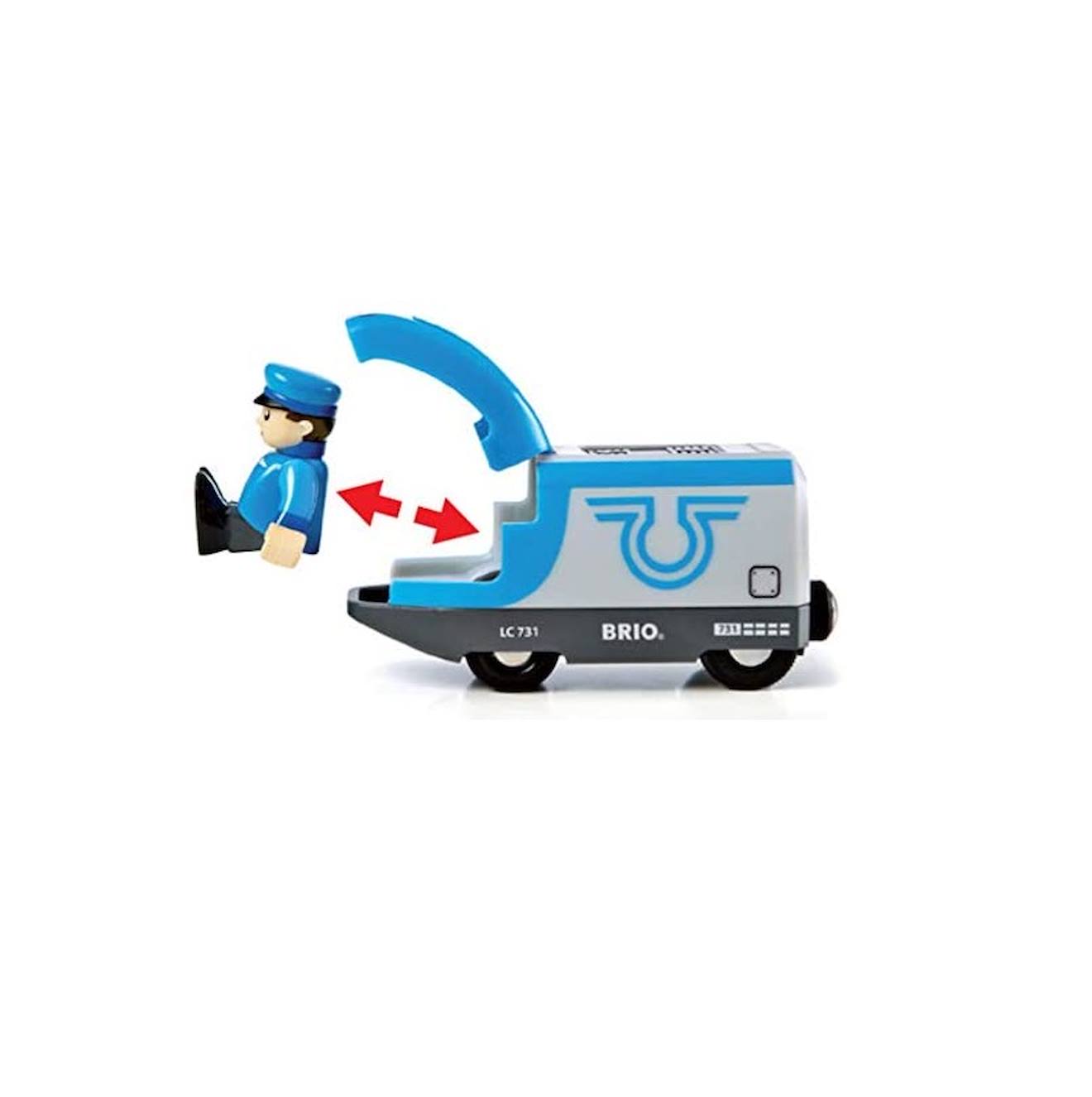 Train de voyageurs à pile bleu