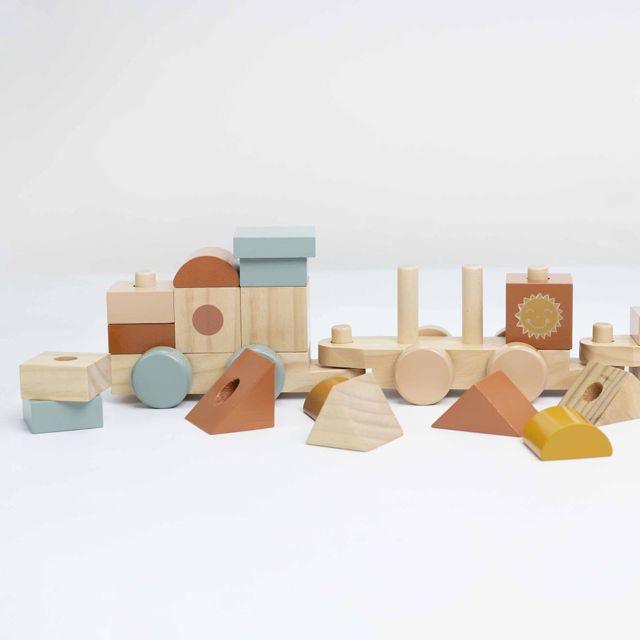 Train en bois pour bébé multicolore